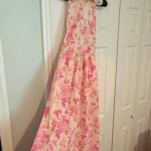 Pink & Cream Dress with Halter neckline